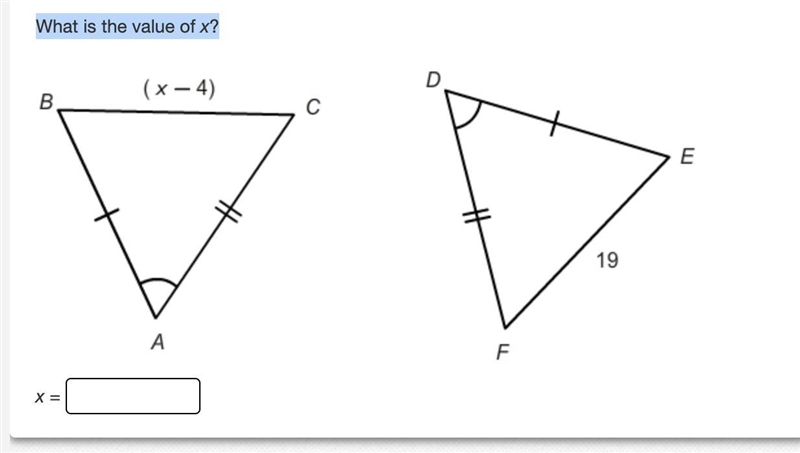 Can somebody help me find the value of x ? image attached .-example-1