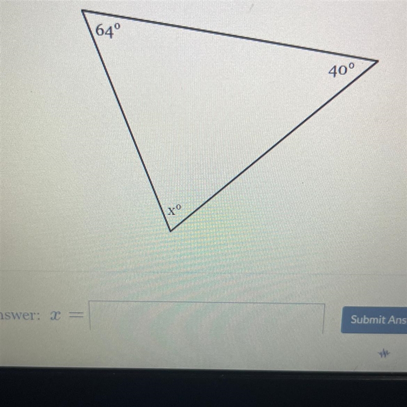 The measure of the angles of a triangle are shown in the figure below. solve for x-example-1