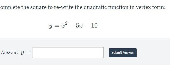 Complete the square to re-write the quadratic function in vertex form:-example-1