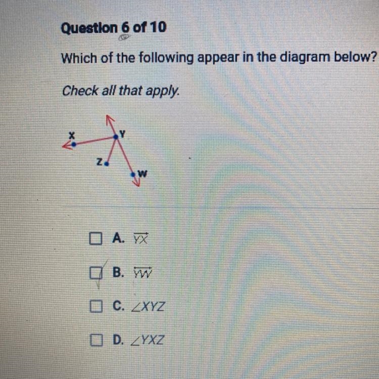 Question 6 of 10 Which of the following appear in the diagram below-example-1