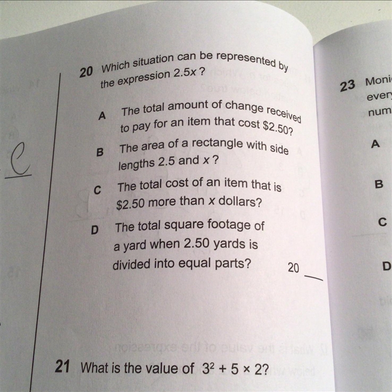 Which situation can be represented by the expression 2.5 X-example-1