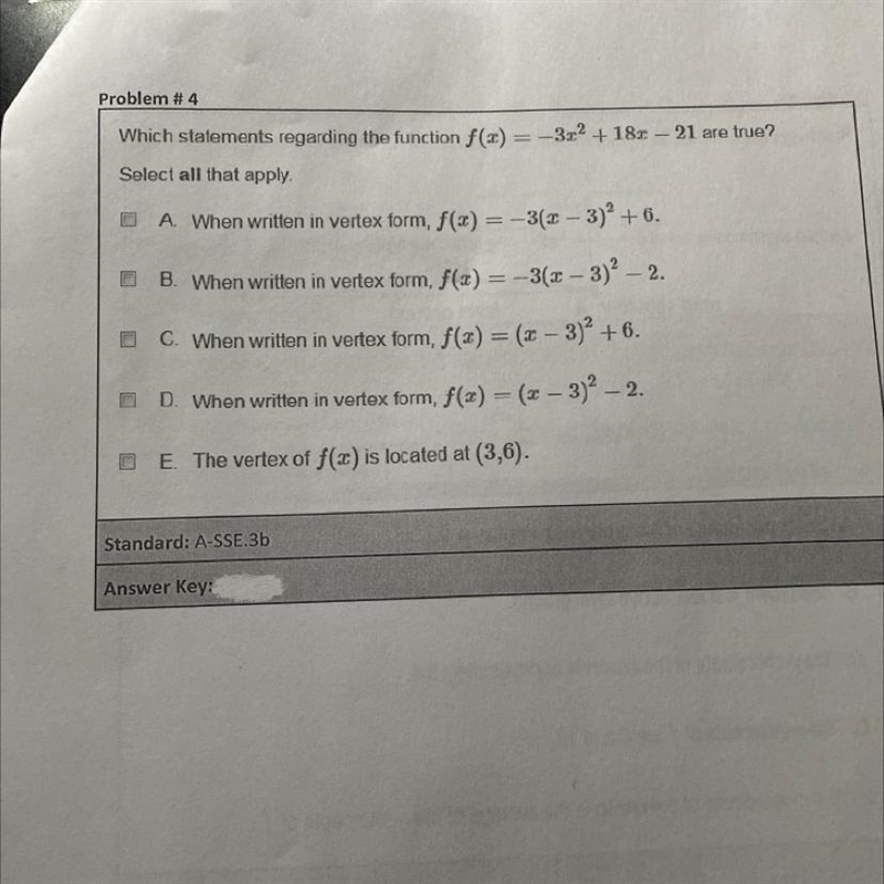 Problem # 4Which statements regarding the function #(a) = -312 + 187 - 21 are true-example-1