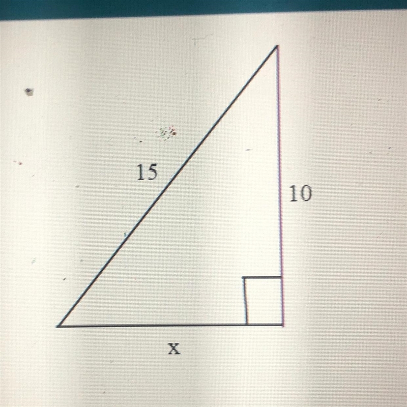 Find the value of x. If necessary, write your answer in simplest radical form. 15 10-example-1