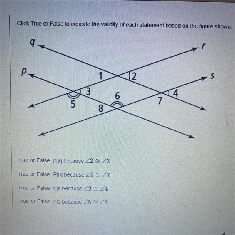 Determine if it’s true or false based on the figure shown-example-1