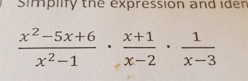 1) Simplify the expression and identify any restrictions on x. ​-example-1