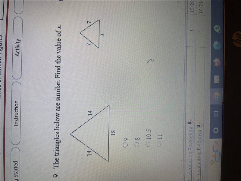 The triangles below are similar. Find the value of x.-example-1