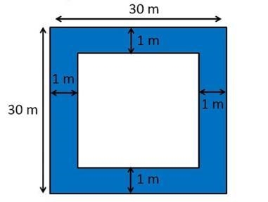 A path 1 m wide is build around a garden that is a 30-meter square. What is the area-example-1