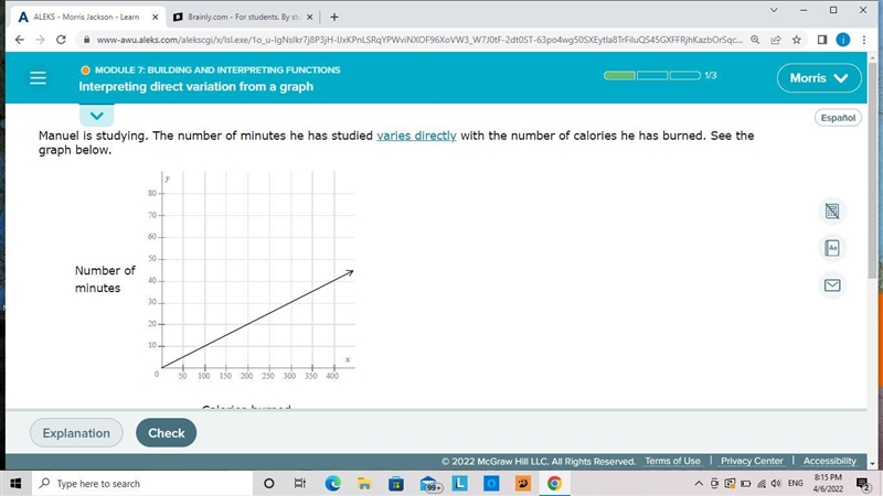 Manuel is studying. The number of minutes he has studied varies directly with the-example-1