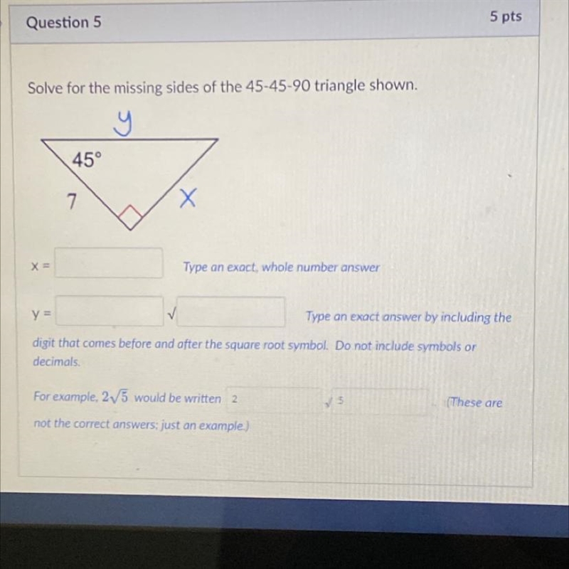 45-45-90 triangúlese shown Help please Will give u points-example-1