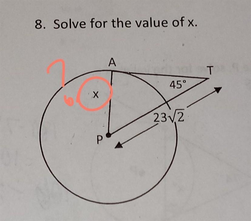 Please help:)find xits a right triangle so side AT and side AP are congruent-example-1