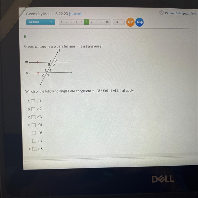 Which angles are congruent to <5-example-1