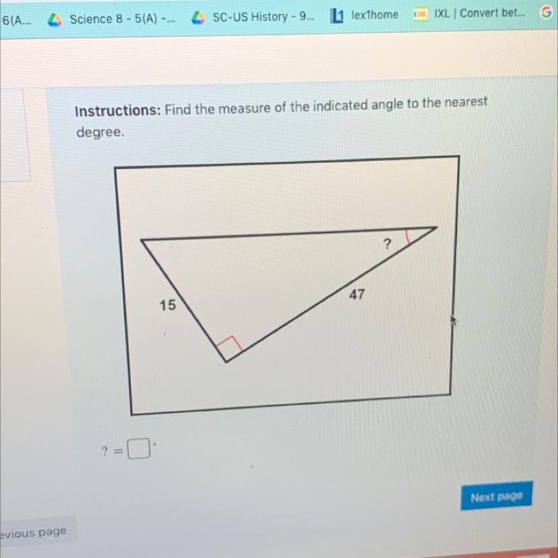 Find the measure of the indicated angle to nearest degree-example-1