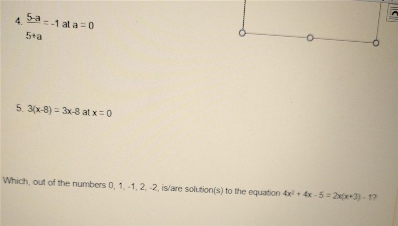 Telle if 4-5 are solutions or not. and please answer the last question correctly ​-example-1