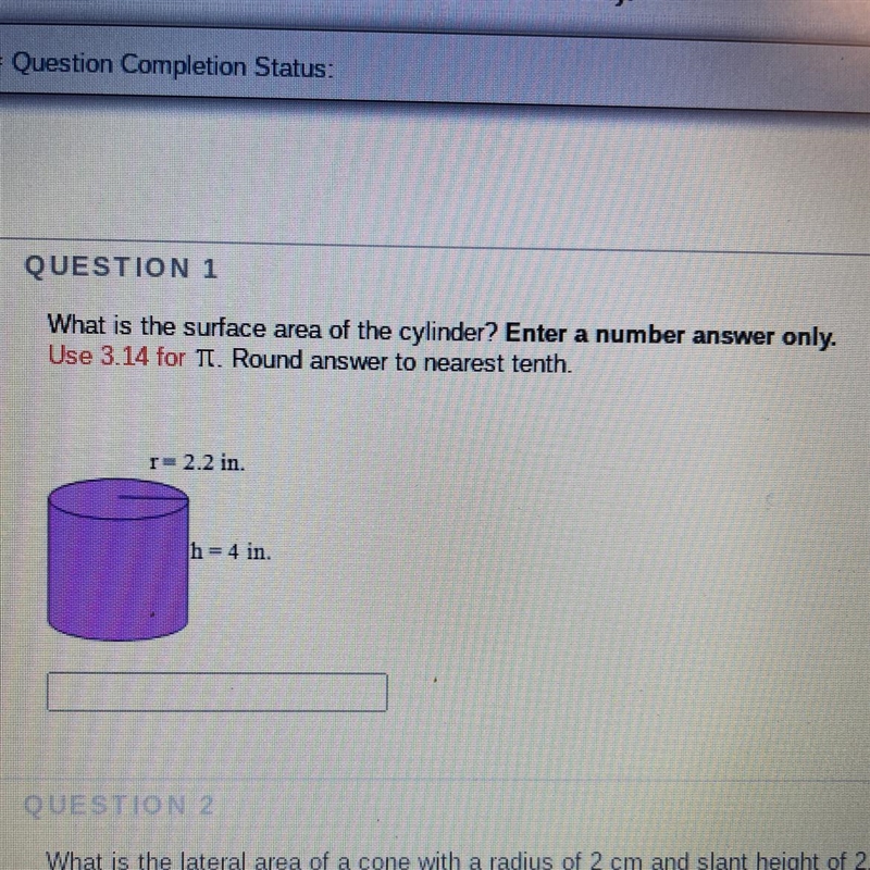 R= 2.2 in. h = 4 in.-example-1