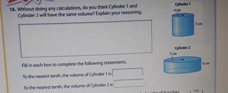 18. Without doing any calculations, do you think Cylinder 1 and Cylinder 2 will have-example-1