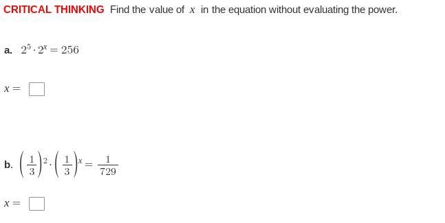 Find the value of x in the equation without evaluating the power-example-1