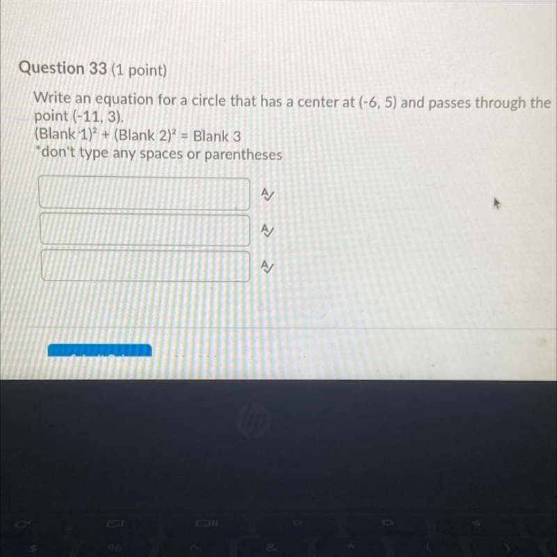 Write an equation for a circle that has a center at (-6,5) and passes through the-example-1