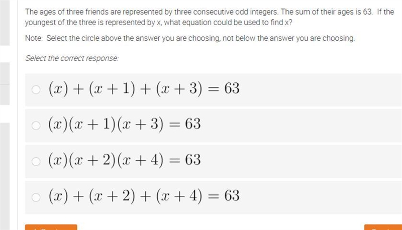 the ages of three friends are represented by 3 consecutive odd integers. the sum of-example-1