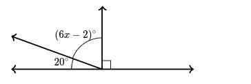 Solve for xxx in the diagram below. x=x=x, equals ^\circ ∘-example-1