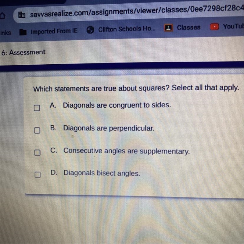 Which statements are true about squares? Select all that apply.-example-1