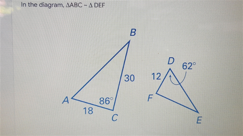 What is the measure of angle B? similar triangles-example-1