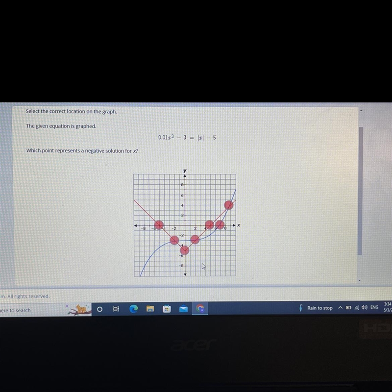 Select the correct location on the graph PICTURE OF PROBLEM AND GRAPH BELOW-example-1