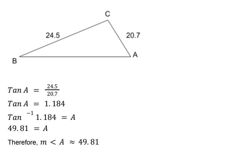 A student uses the triangle shown to calculate m-example-1