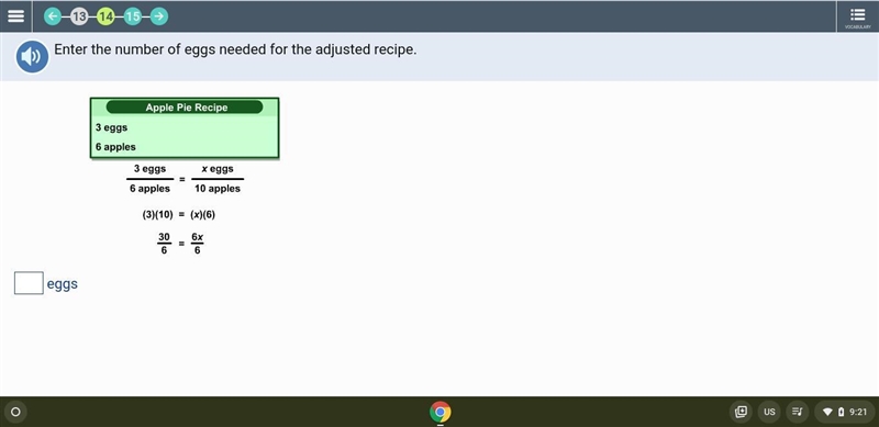 Enter the number of eggs needed for the adjusted recipe.-example-1