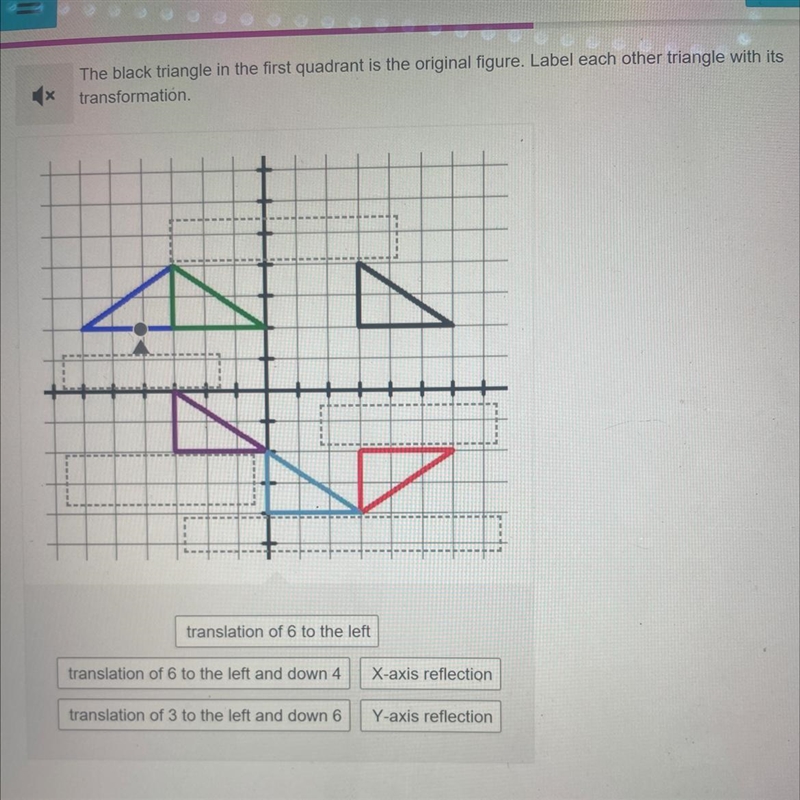 The black triangle in the first quadrant is the original figure. Label each other-example-1