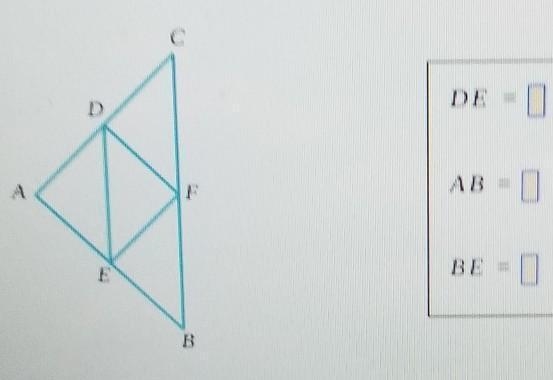 In the figure below, points D, E, and F are the midpoints of the sides of ABC. suppose-example-1