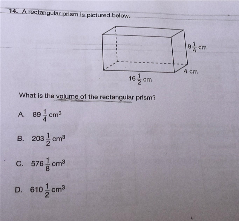 A rectangular prism is pictured below. What is the volume of the rectangular prism-example-1