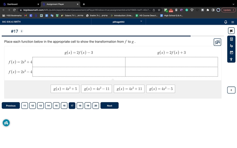 Place each function below in the appropriate cell to show the transformation from-example-1