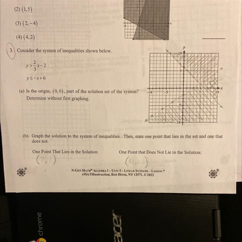 Need help with only 3(a). i’m in algebra 1 and this unit is Systems of Inequalities-example-1