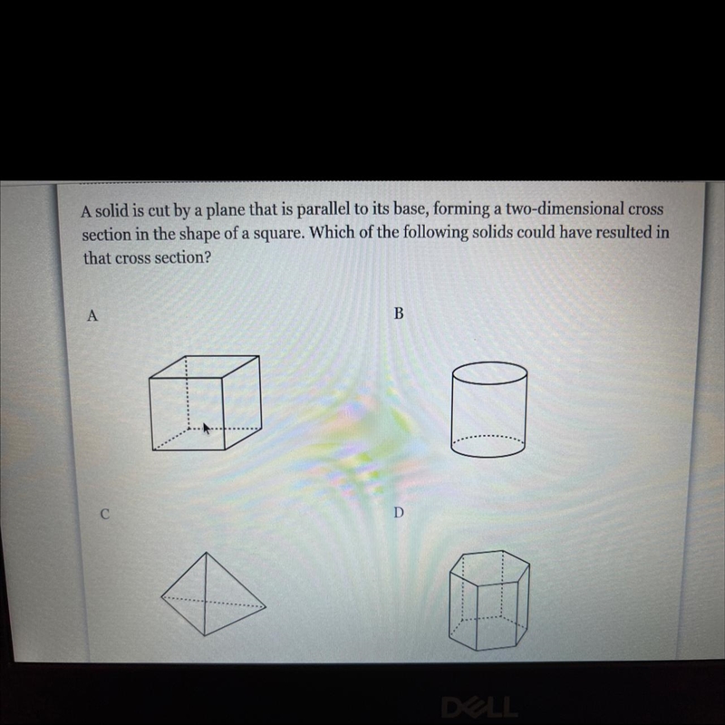 A solid is cut by a plane that is parallel to its base, forming a two-dimensional-example-1