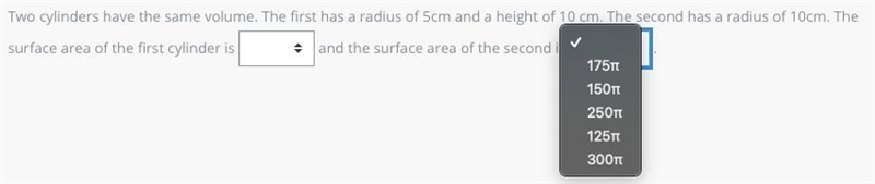 Two cylinders have the same volume. The first has a radius of 5cm and a height of-example-3