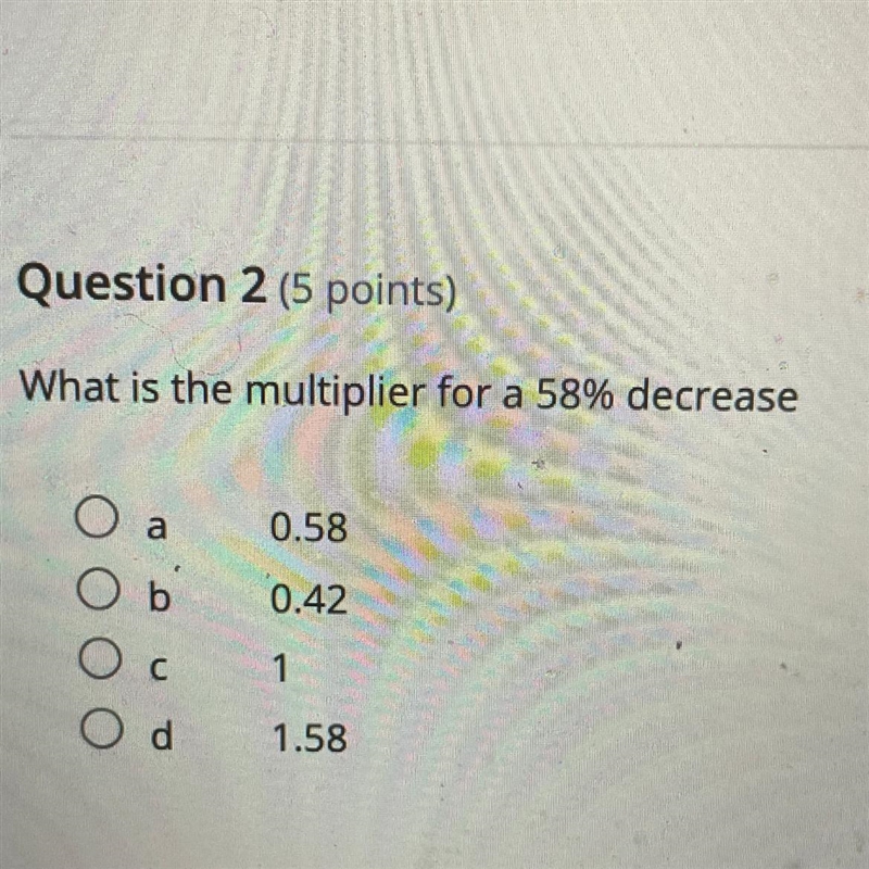 What is the multiplier for a 58% decrease-example-1