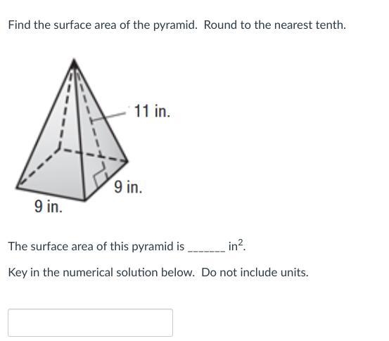 Find the surface area of the pyramid. Round to the nearest tenth.-example-1