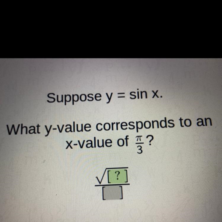 Suppose y = sin x. What y-value corresponds to an x-value of 3?-example-1