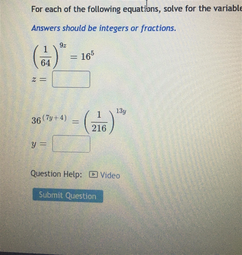 For each of the following equations, solve for the variable.-example-1