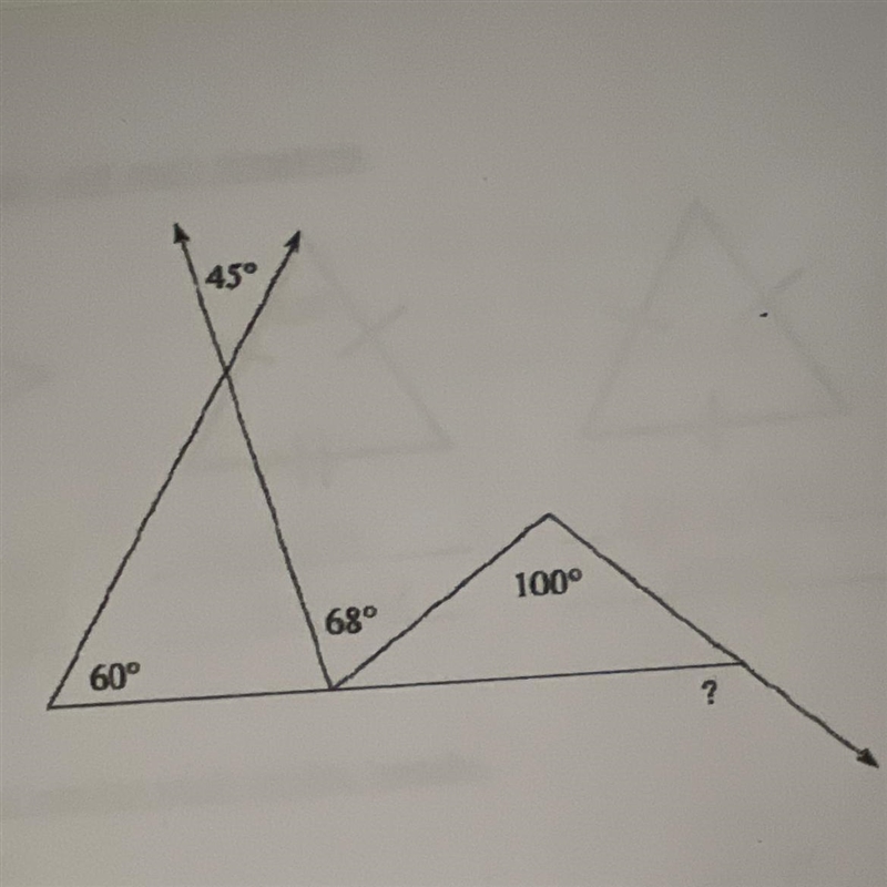 Find the measure of the angle indicated with “?” please help! Thank you-example-1