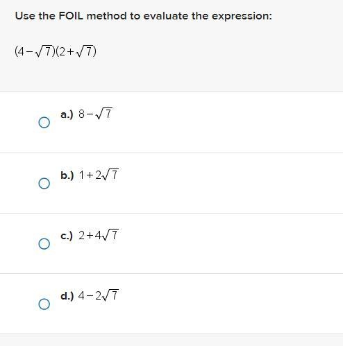 Use the FOIL method to evaluate the expression:-example-1