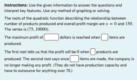 Instructions: Use the given information to answer the questions and interpret key-example-1