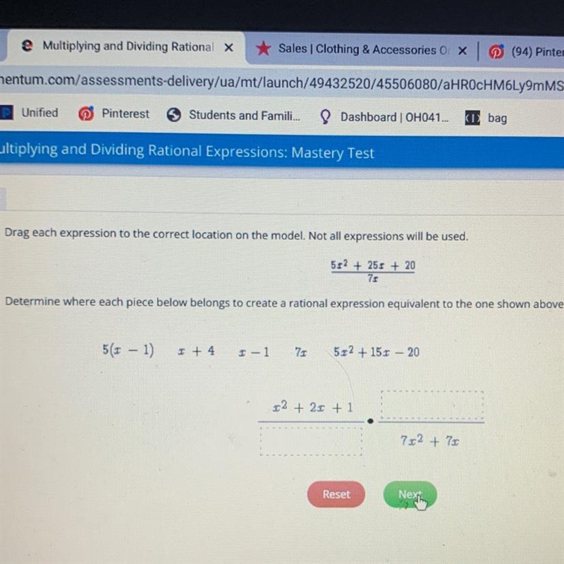 Determine where are each piece below blogs to create a rational expression equivalent-example-1