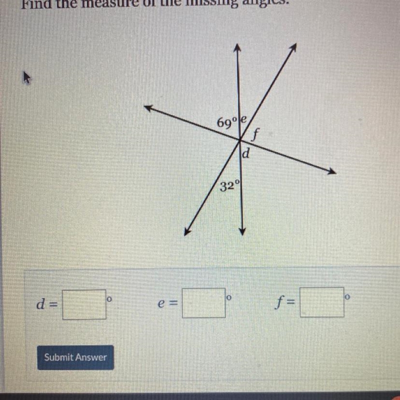 Find the measure of the missing angles.-example-1