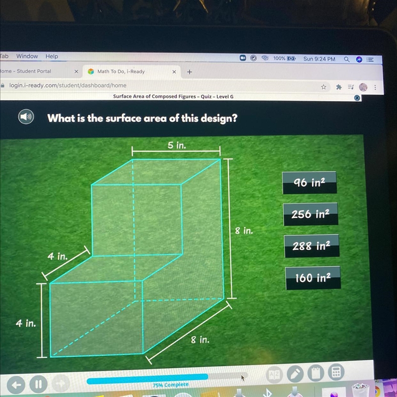 What is the surface area of this design 5,8,4,8,4 inch-example-1