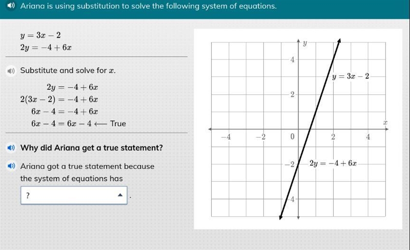 A) one solution B) no solution C) infinitely many solutions-example-1