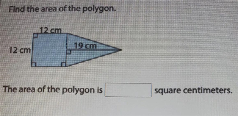 How much Square cm is the area of the polygon?-example-1