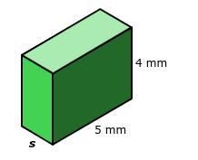 The surface area of this rectangular prism is 76 square millimeters. What is the volume-example-1