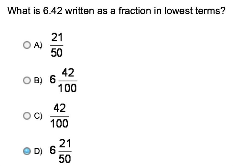 What is 6.42 written as a fraction in lowest terms?-example-1