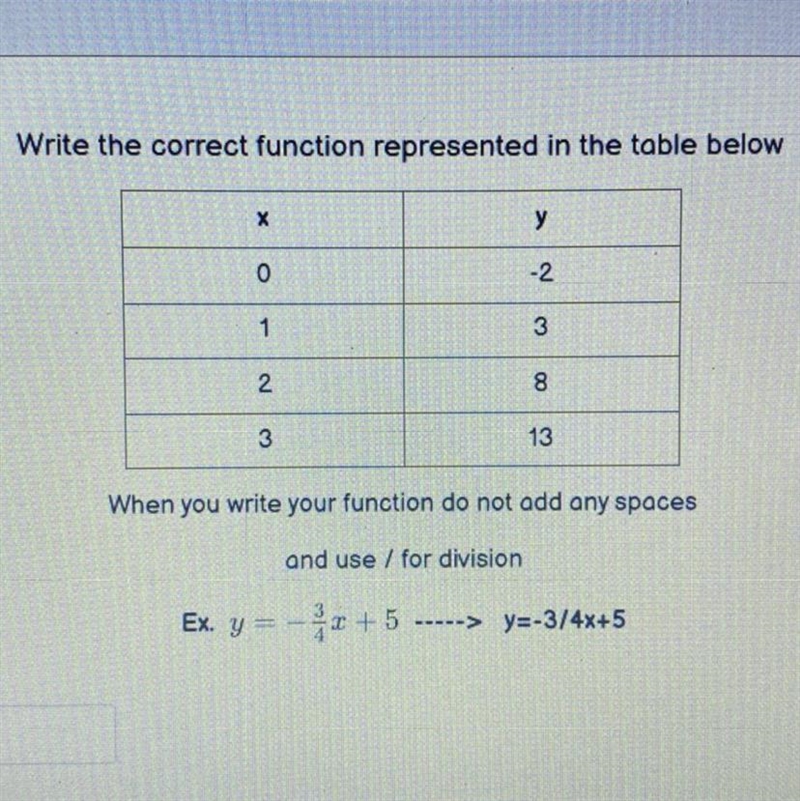 Write the correct function and online represented in the table below HELP ASAP-example-1